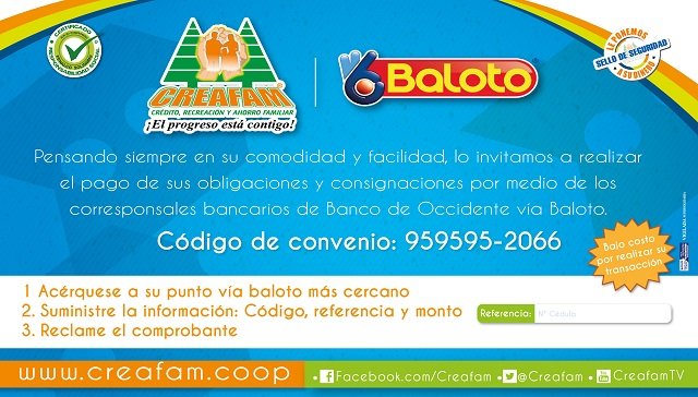 Convenio Baloto Creafam